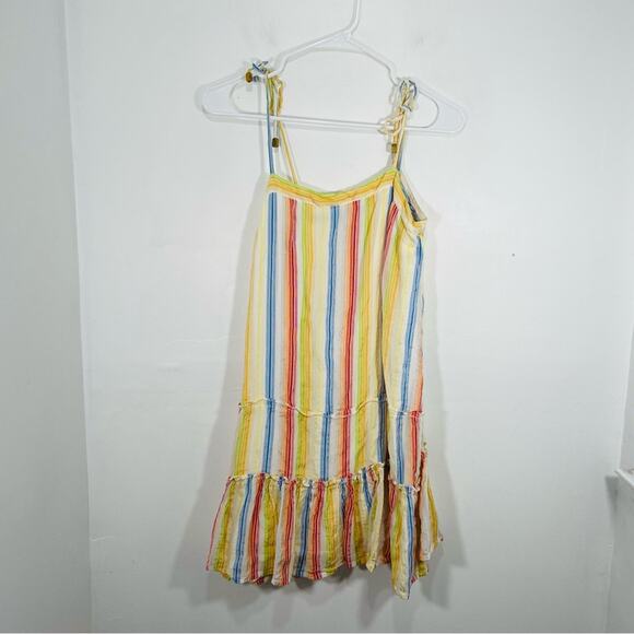 Suboo Playhouse Mini Multicolor Stripe Shoulder Tie Tiered Mini Dress Small - Picture 2 of 11